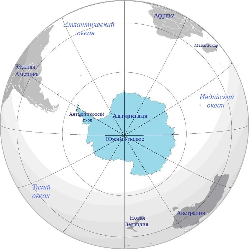 Где находится антарктика карта
