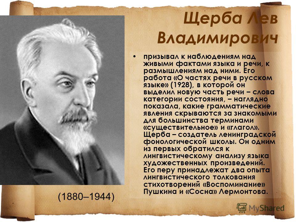 Щерба лев владимирович презентация