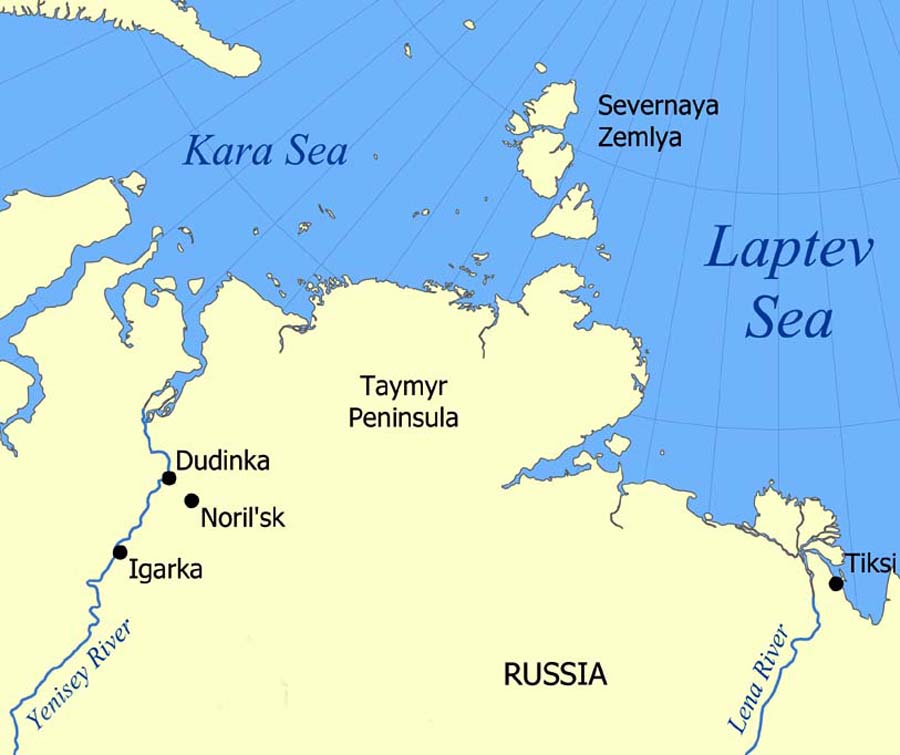 Карта россии таймыр полуостров на карте