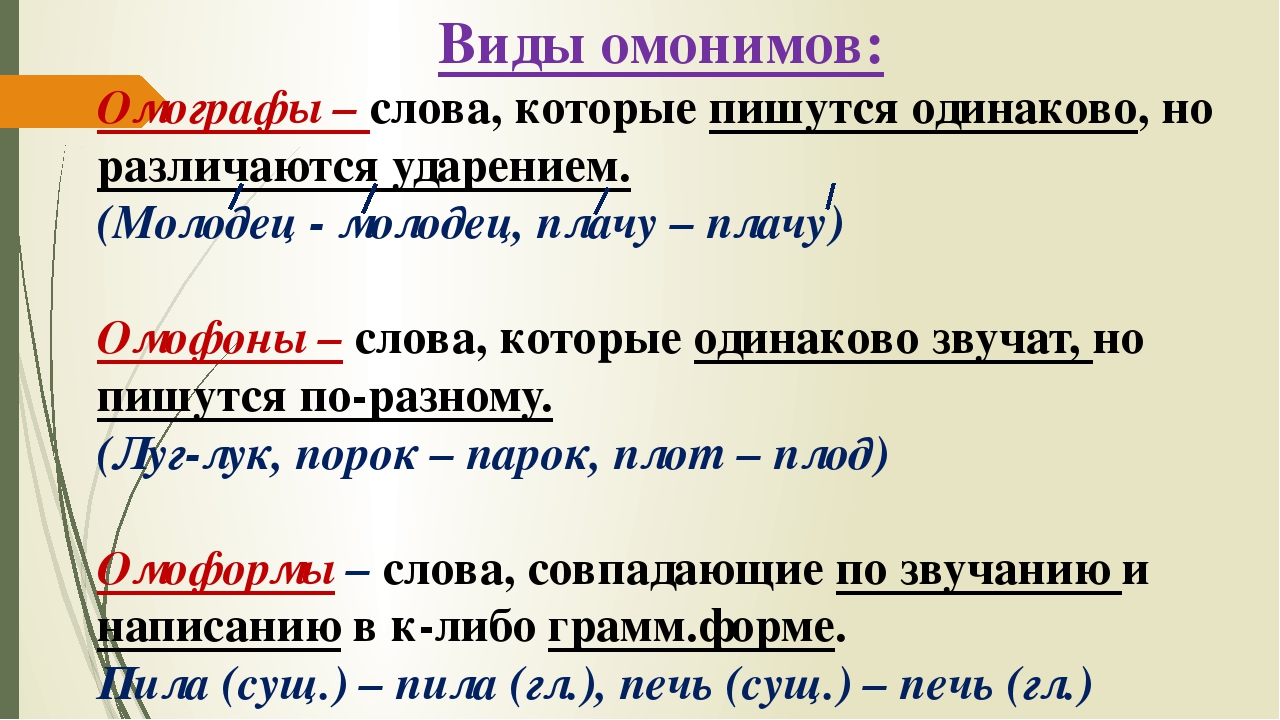 Что такое омонимы в русском языке