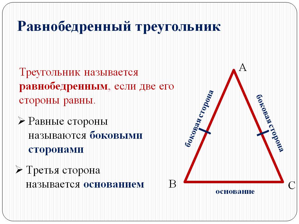 Основные свойства боковой стороны равнобедренного треугольника, важная теорема с доказательством и полезные формулы В каких случаях невозможно найти основание Примеры решения геометрических задач