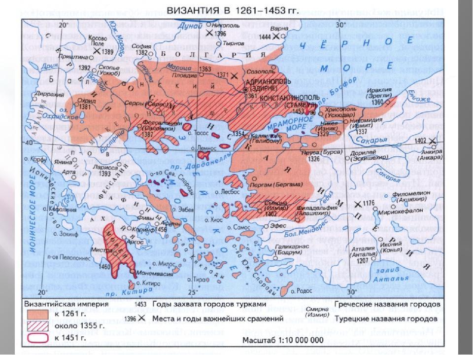 Основные причины падения Византийской империи Политическая и экономическая ситуация в XII- XIV веках Война с турками, кратковременная осада и взятие оттоманами Константинополя
