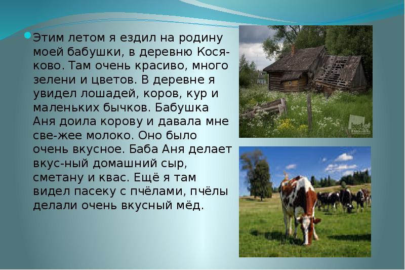 Презентация на тему "сочинение о летних каникулах" по русскому языку для 6 класса